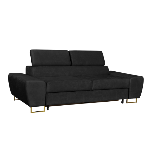 Sofa kanapa Bosso salon Family meble czarna welur reg zagłówek