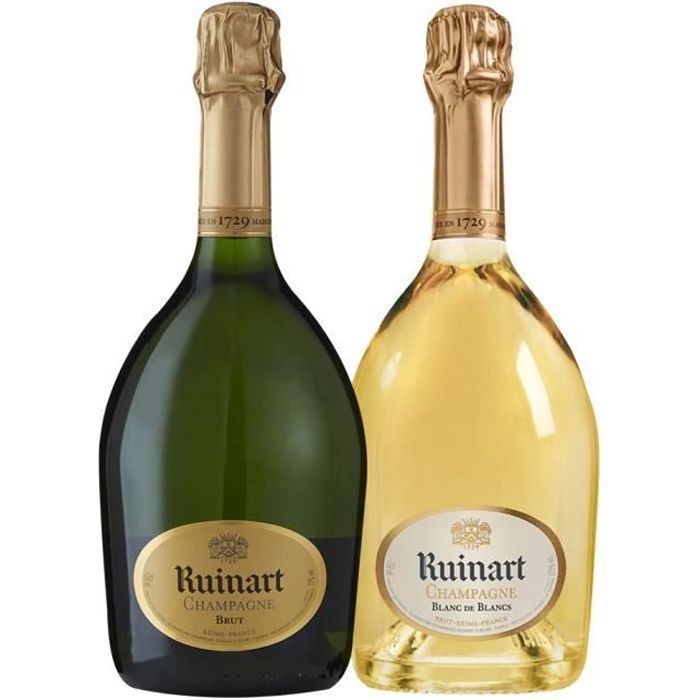 Champán - Surtido de 2 botellas: Ruinart R Brut - Ruinart Blanc de Blancs - 2 x 75cl