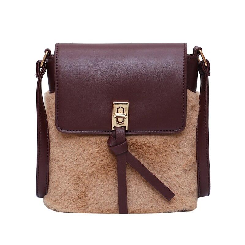 Nuova borsa a tracolla da donna invernale in lana e pelle, design piccolo a libro, forma di tofu rosso, mini con fibbia unica, tracolla.