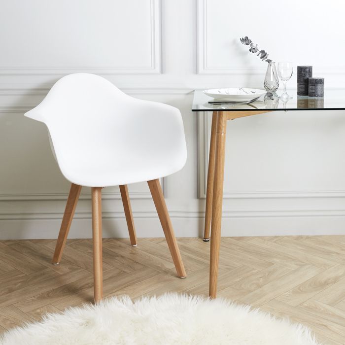 Lot De 2 Chaises Fauteuils De Table - Home Deco Factory - Design Tendance - Blanc