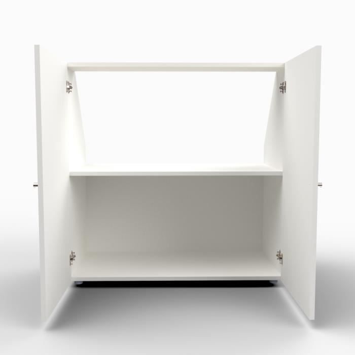 Storage unit under a sloping ceiling with 2 doors, white - H. 100 x W. 51.8 x D. 100 cm