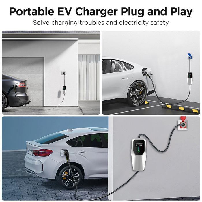 Cargador de pared para vehículos eléctricos de 3,5 kW, 6-8-10-13-16 A, potencia de 1,3~3,5 kW, IP65. Programe una cita de carga de 1 a 10 horas. 4 metros.