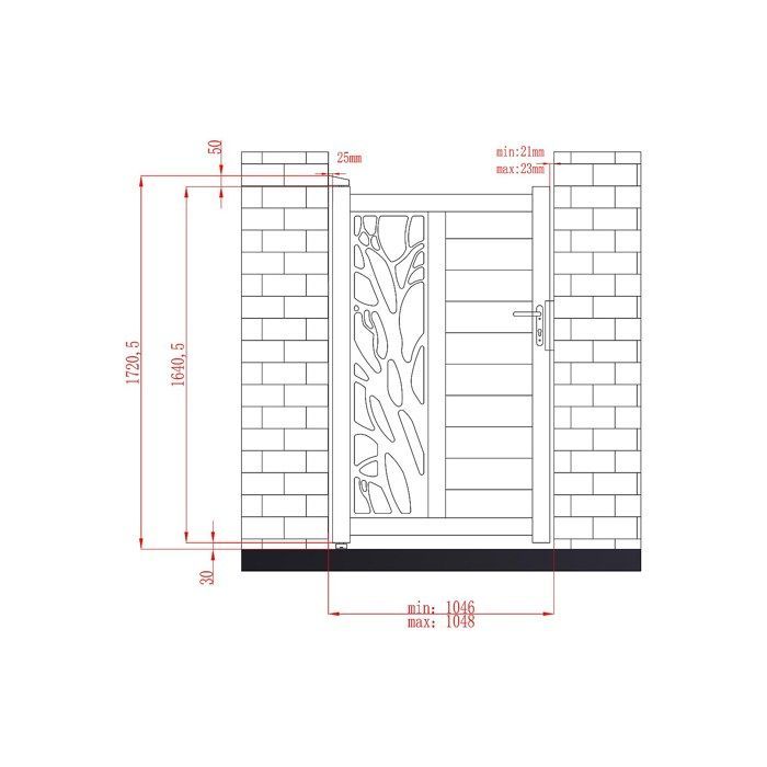Puerta batiente semi-calada de aluminio LABRIT II con diseño, 105 x 172 cm, color antracita.