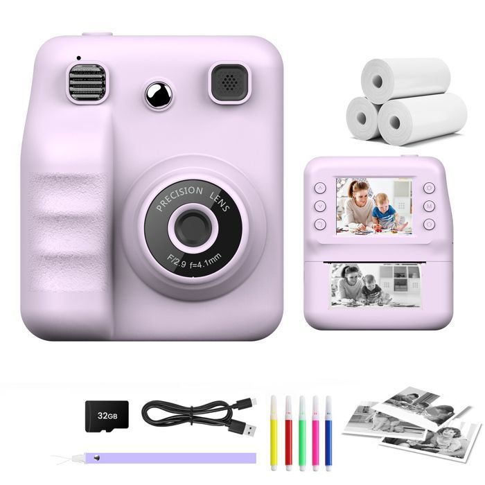 Cámara instantánea para niños con pantalla de 2,4