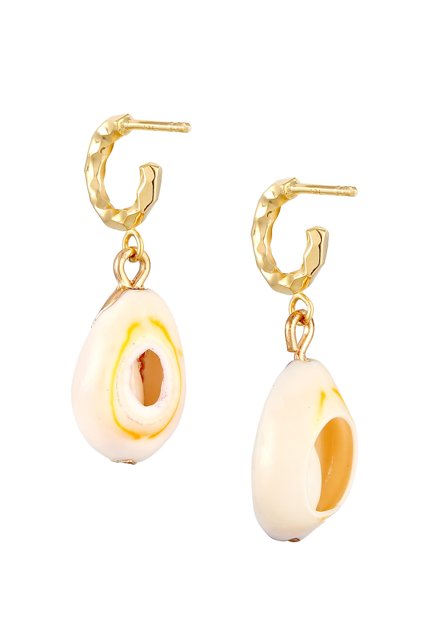 Elli Créoles Coquillage Kauri Plage Été Trend Maritime Boucles d'Oreilles Femme - (925/1000) Argent Plaqué Or