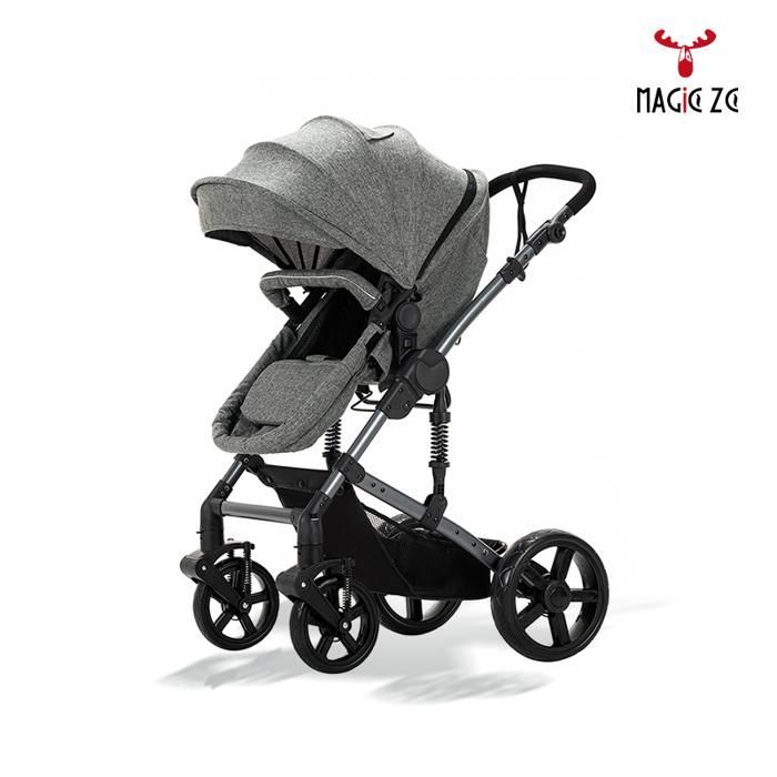 MagicZC Poussette combinée ,poussette trio 3 en 1,pour 0-3 ans,convertible Nacelle,3 en 1,Position Allongée,siege auto,Gris