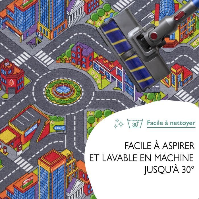 Spielmatte für Kinder, 95 x 133 cm, Großstadt-Autobahnmatte – Waschbar – Rutschfest – Carpet Studio