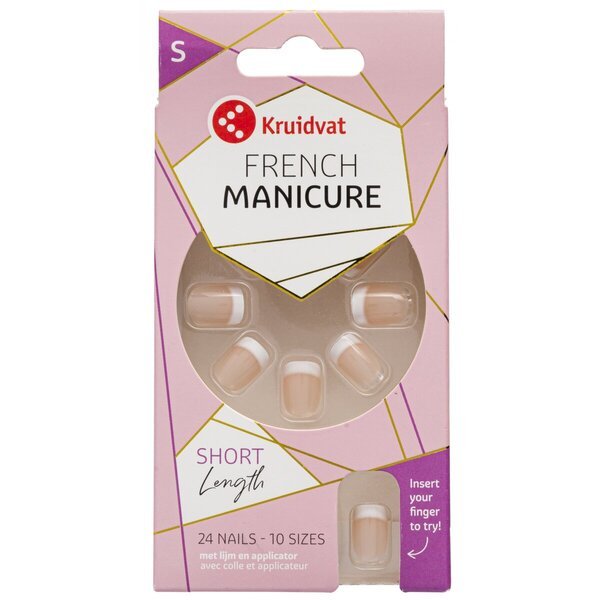 Kruidvat Salon Nails Francúzska manikúra Krátke umelé nechty<br>24 kusov