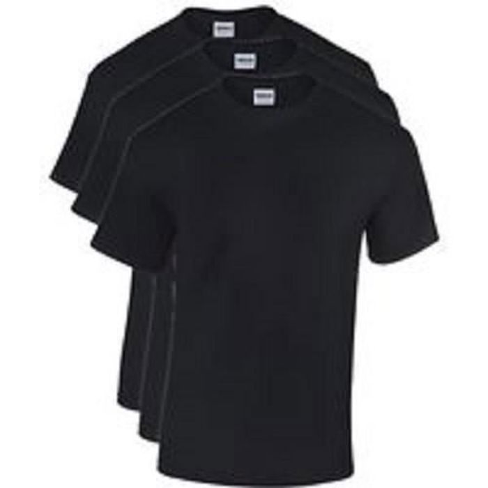Camiseta para hombre - GILDAN - Pack de 3 - 100% algodón - Manga corta - Negra