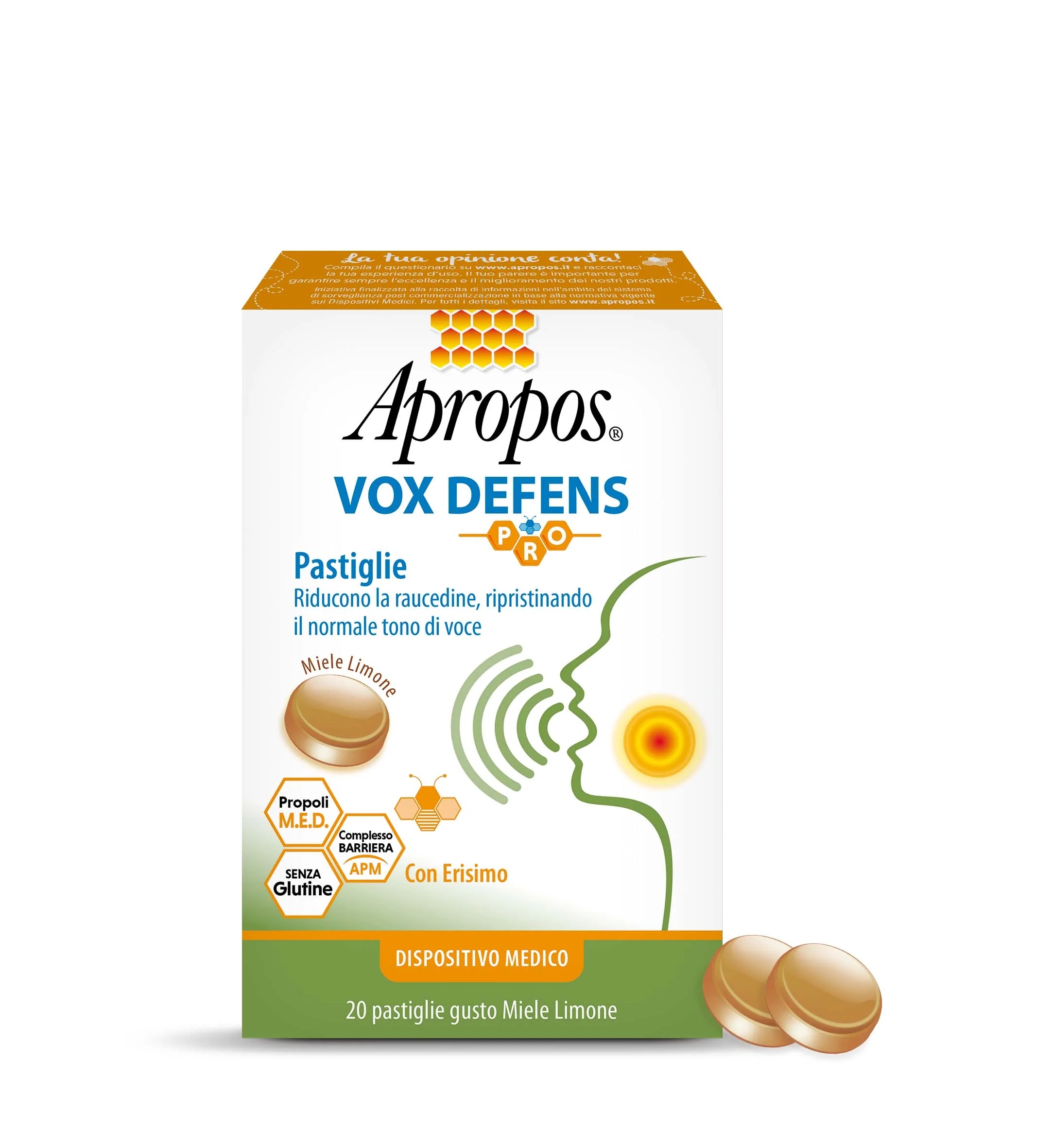 APROPOS Apropos Vox Defens Pro Honing en citroen 20 tabletten Vermindert heesheid