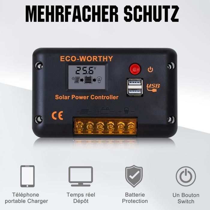 Kit de paneles solares ECO-WORTHY de 170 W y 12 V, paneles solares fotovoltaicos para autocaravanas, caravanas, embarcaciones y hogares.