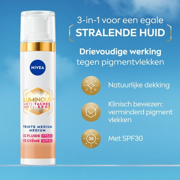 NIVEA Luminous630 Anti-spot SPF30 02 srednja CC krema 3 u 1<br>40ml