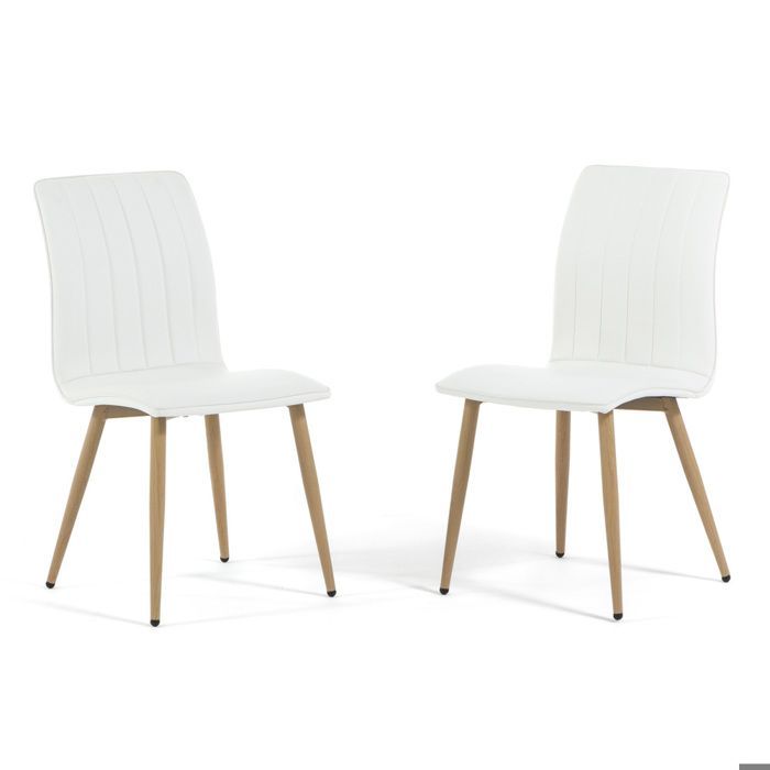 Dining set - RUBEN - Extendable table - 6 TANIA chairs - Faux leather - Scandinavian design