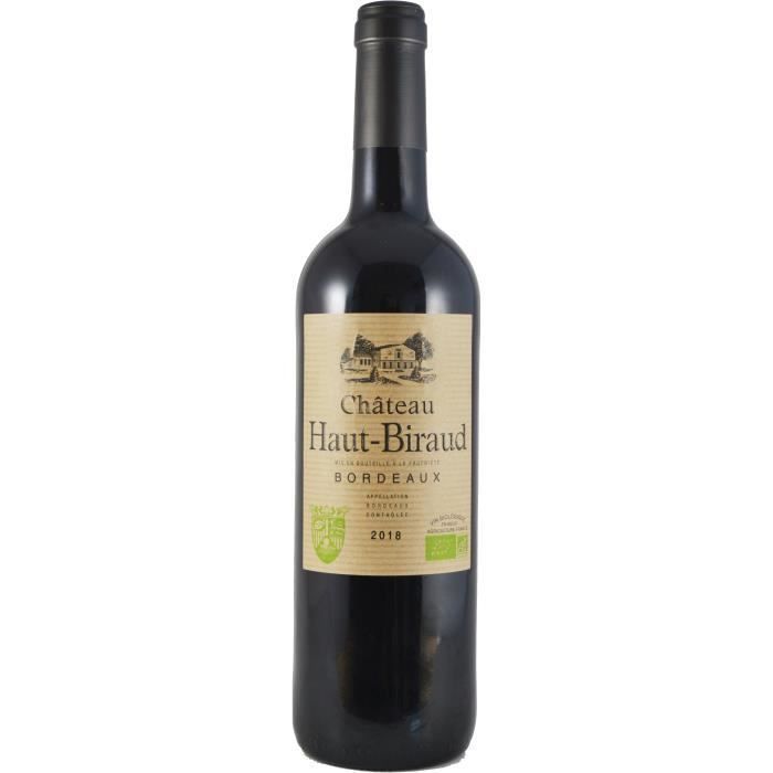 Château Haut Biraud 2018 - AOC Bordeaux - Vin rouge de Bordeaux Bio - lot de 6 bouteilles 75 cl