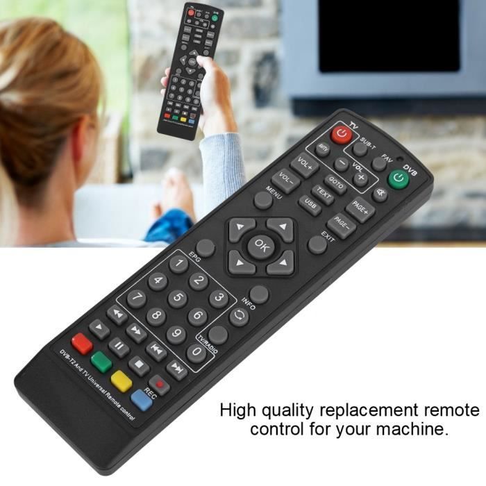 Mando a distancia universal, mando a distancia de repuesto de alta calidad DVB-T2 para decodificadores de televisión digital terrestre.