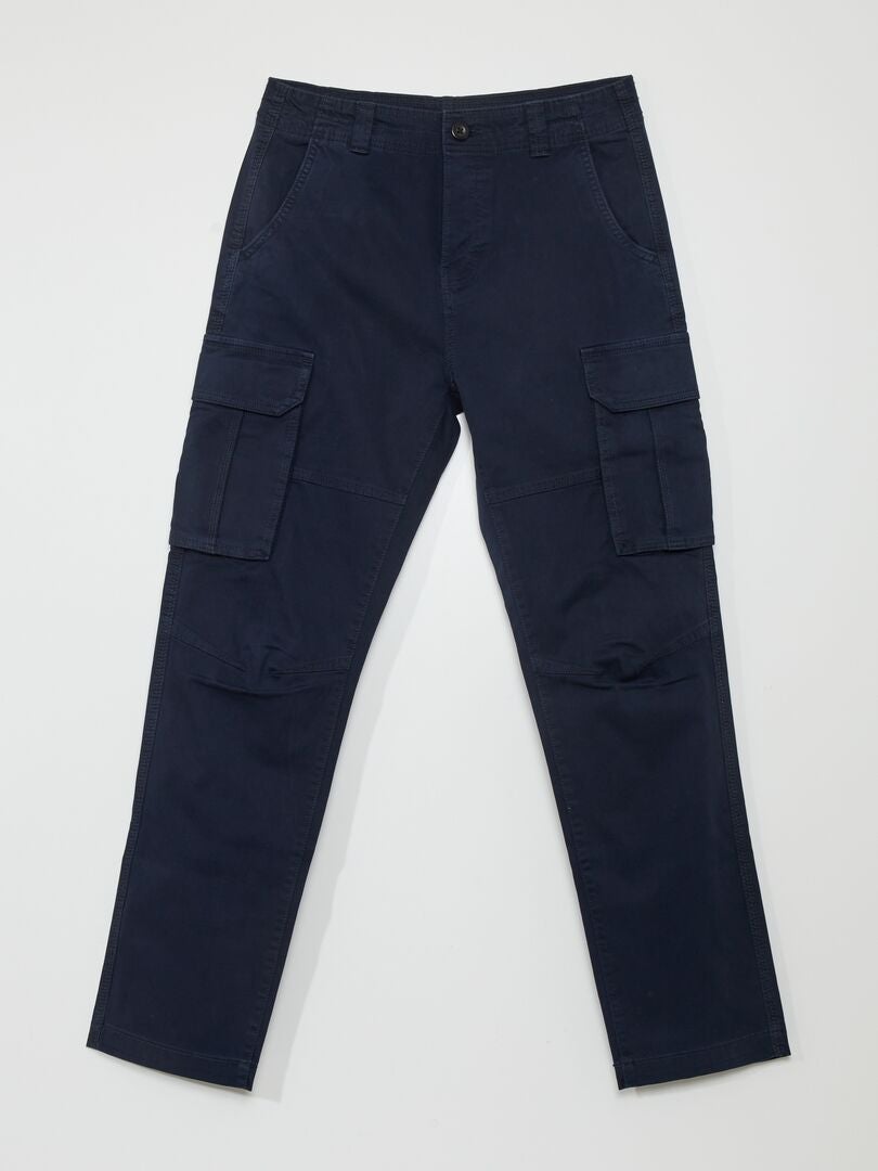Calça reta com bolsos laterais - AZUL