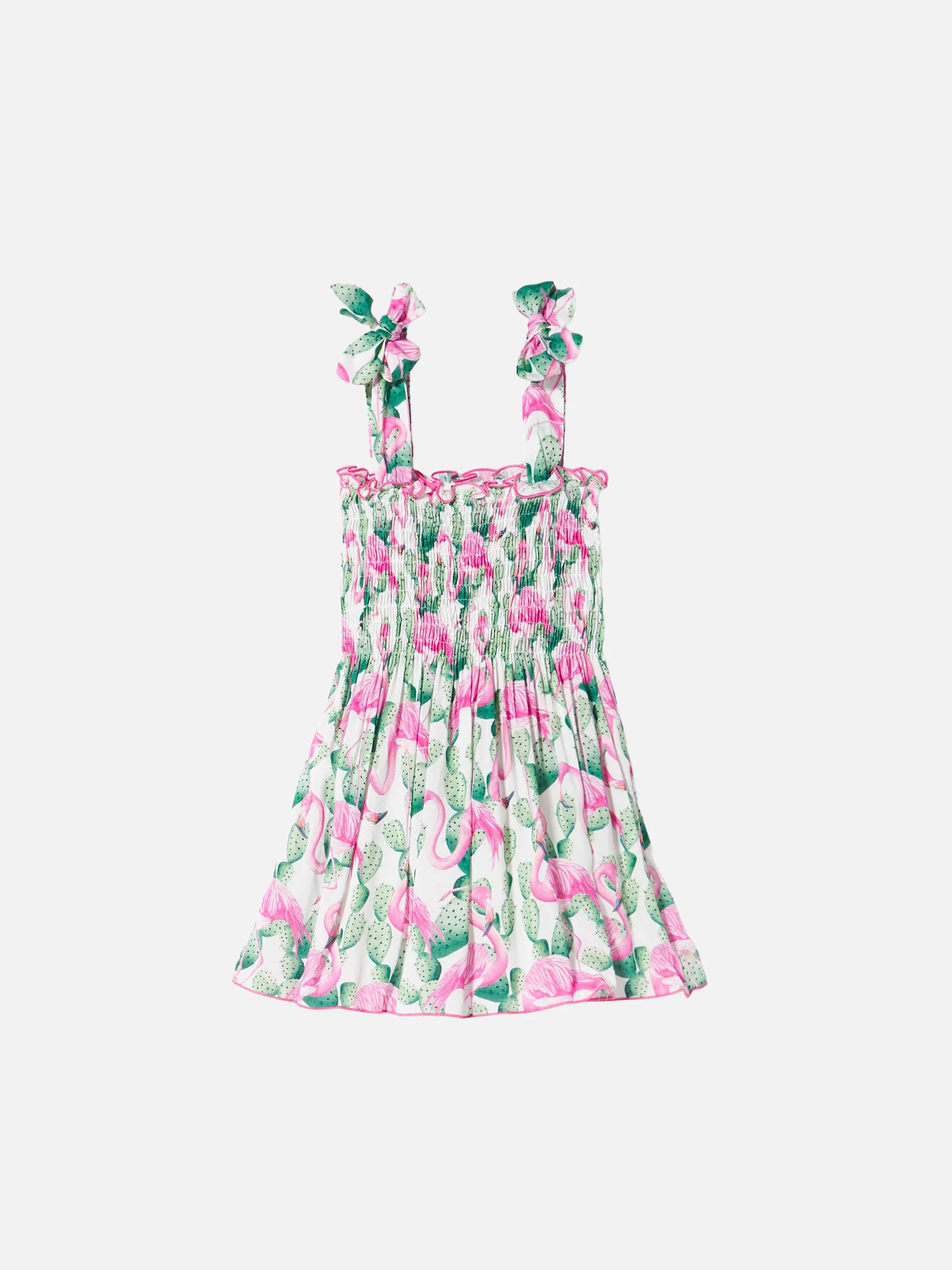 Lola katoenen jurk met flamingoprint