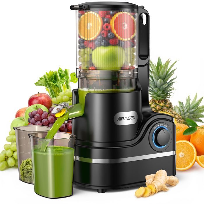 AIRMSEN Juicer 300W 2.1L Wide Feed Chute 147mm, High Efficiency, BPA Free, Easy Cleaning, Fruits and Vegetables