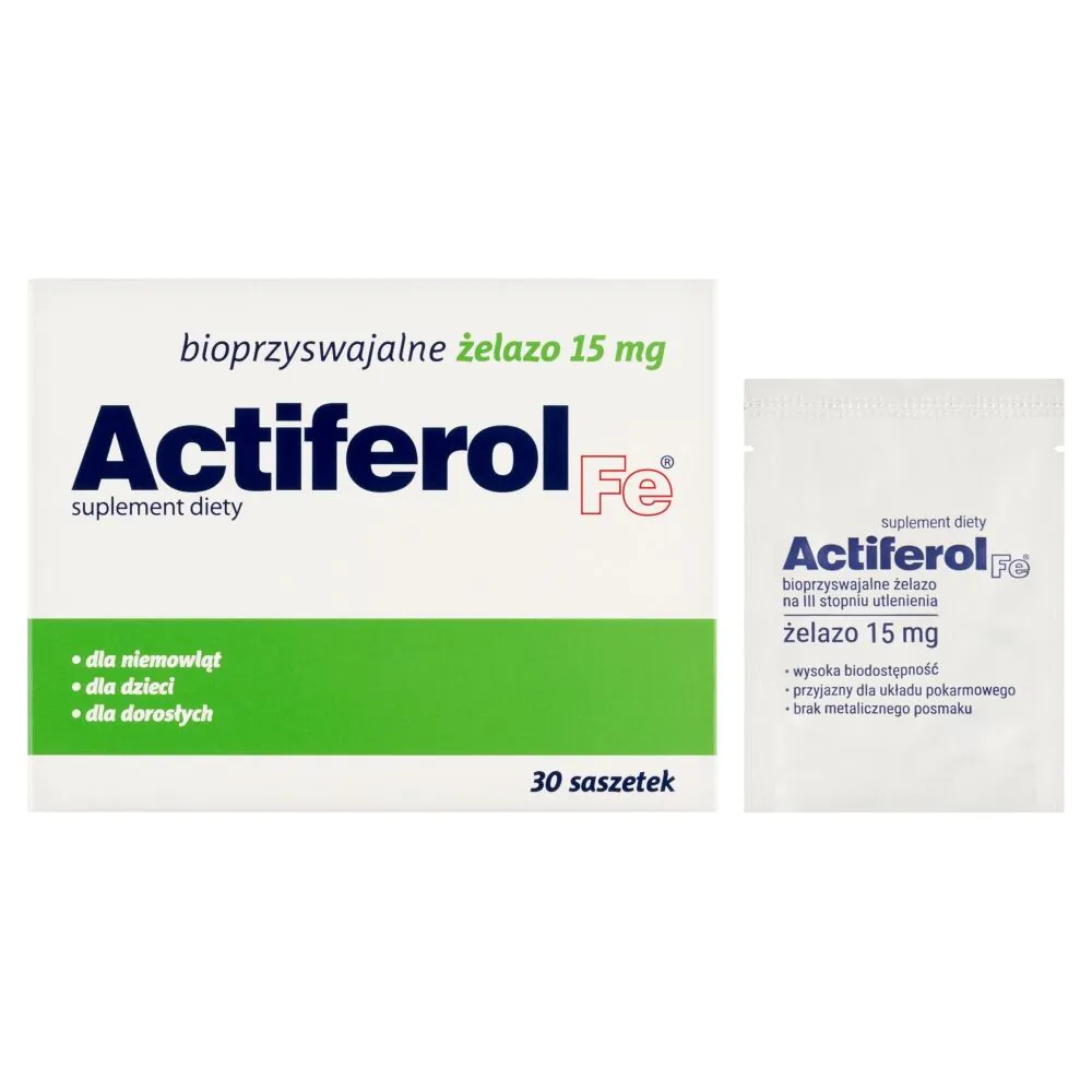 Actiferol Fe, Bioprzyswajalne żelazo 15 mg, Proszek do rozpuszczania