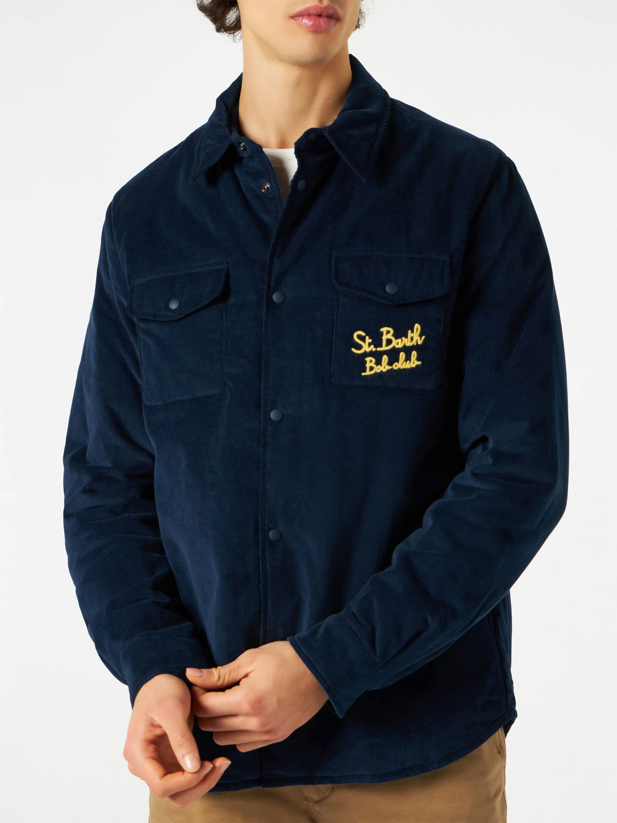 Oversize-Hemd mit Tasche und St. Barth Bob Club-Stickerei
