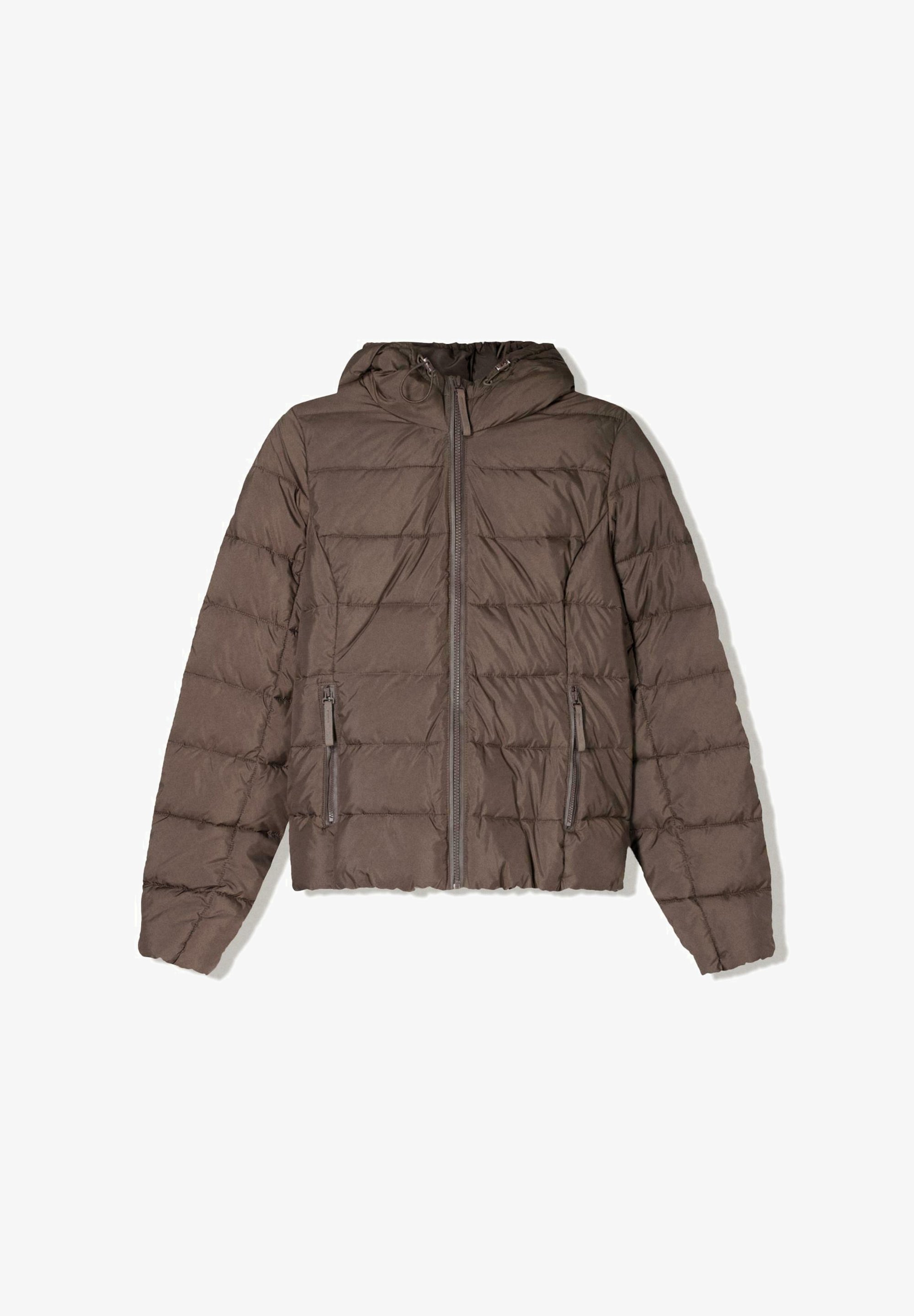 Zimní bunda Bershka - tmavě hnědá