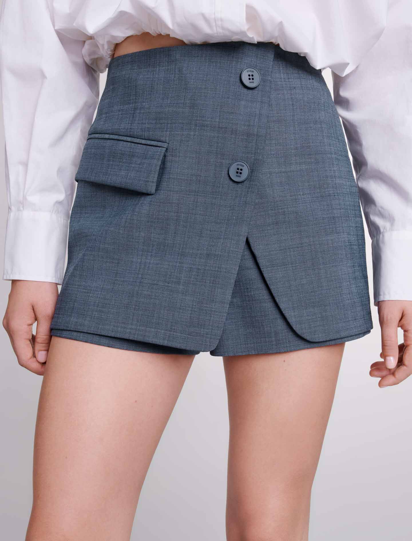 Trompe l'oeil korte broek - Blauw Petrol