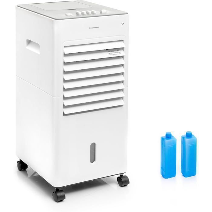 Aire acondicionado/enfriador sin extracción de 5 litros: Ventilador, humidificador, purificador, 3 velocidades, bolsas de hielo, silencioso.
