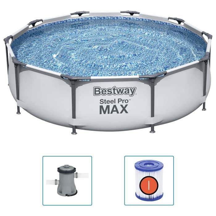 Zwembad in buisvorm - Bestway - Steel Pro MAX - 305x76 cm - Zilver - Inclusief pomp