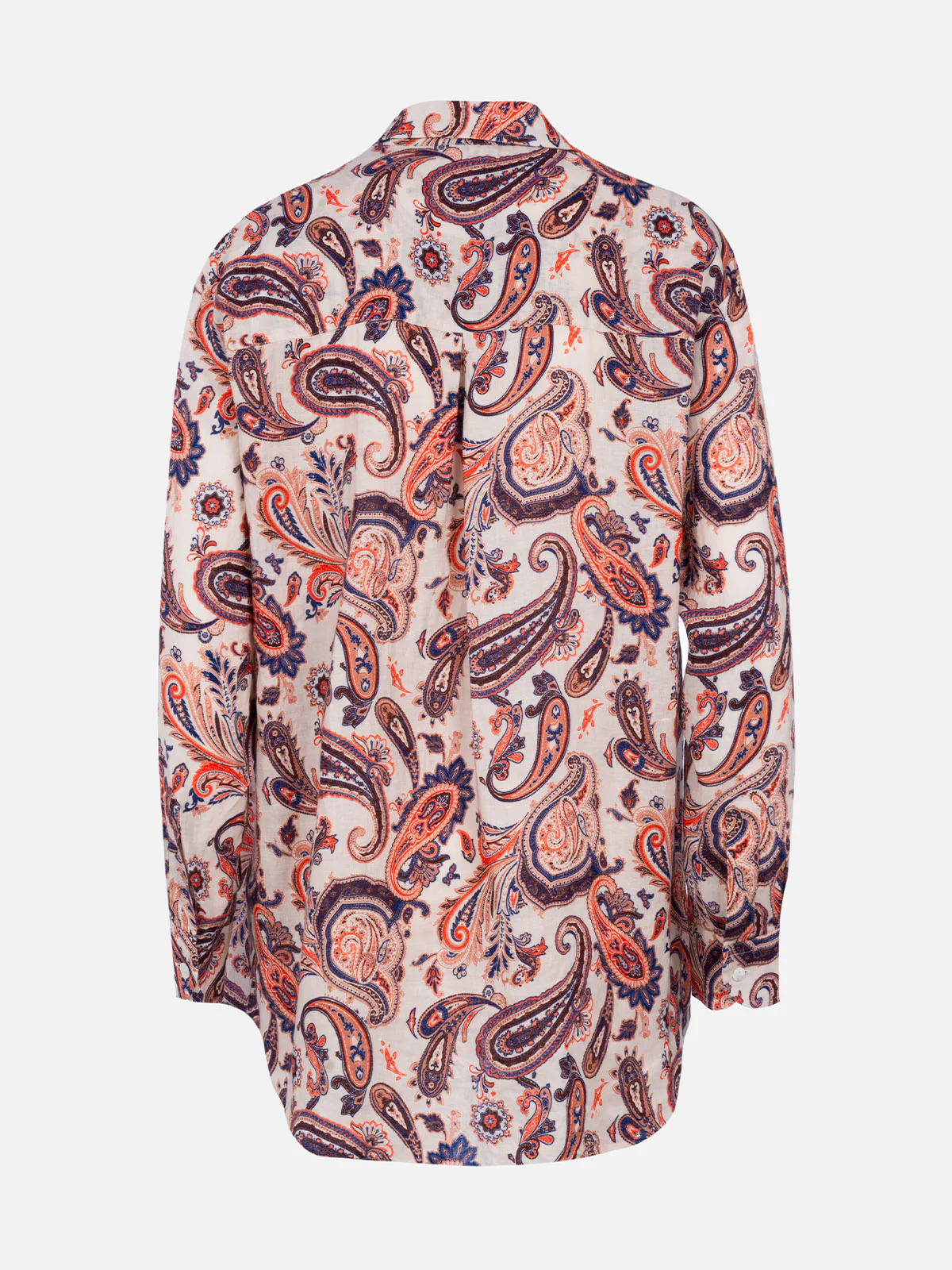 Alodie damesblouse van linnen met paisleyprint en zakken