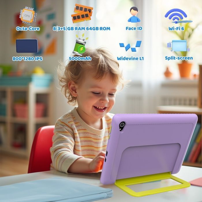 KOTSREN Kinder-Tablet – 10 Zoll – Android 14 – 8 GB RAM – 64 GB