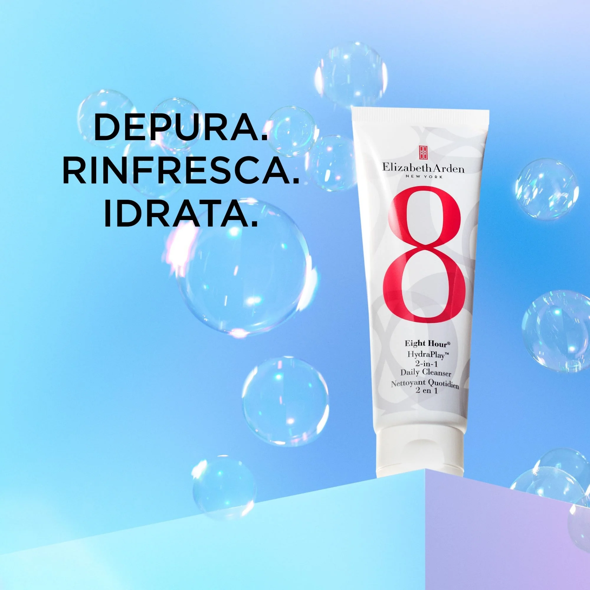 Eight Hour HydraPlay™ 2-in-1 Daily Cleanser - Crema detergente viso, Mousse detergente viso, Maschera Purificante viso