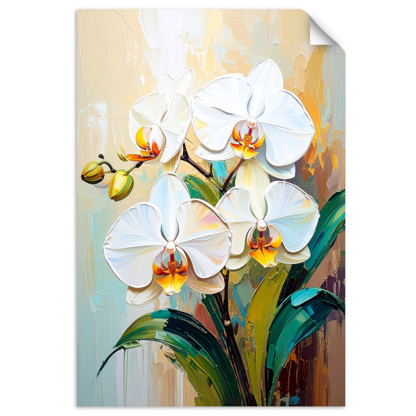 Naklejka samoprzylepna Feeby Białe Orchidee Kwiaty 20x30