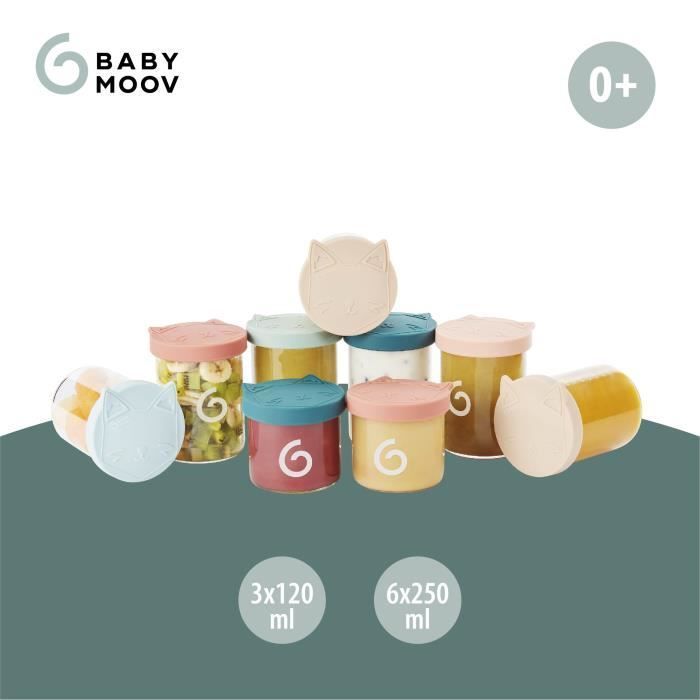 Babymoov ISY BOWLS - 9 contenitori graduati in vetro borosilicato - 6x250ml + 3x120ml