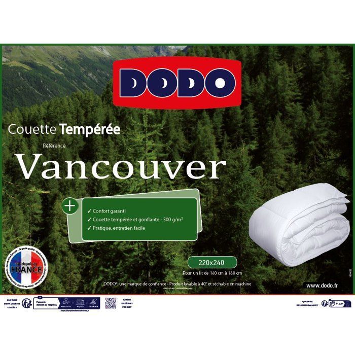 Edredón DODO Vancouver de calor medio - 220 x 240 cm - Blanco