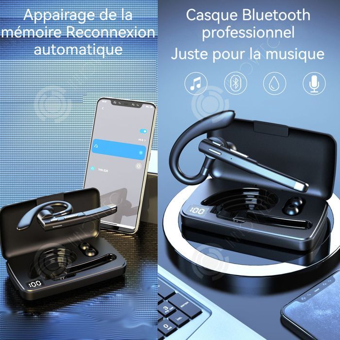 Ear hook headphones - PASSIONOVA - INN - IPX7 waterproof - Bluetooth 5.1 - 500mAh charging case