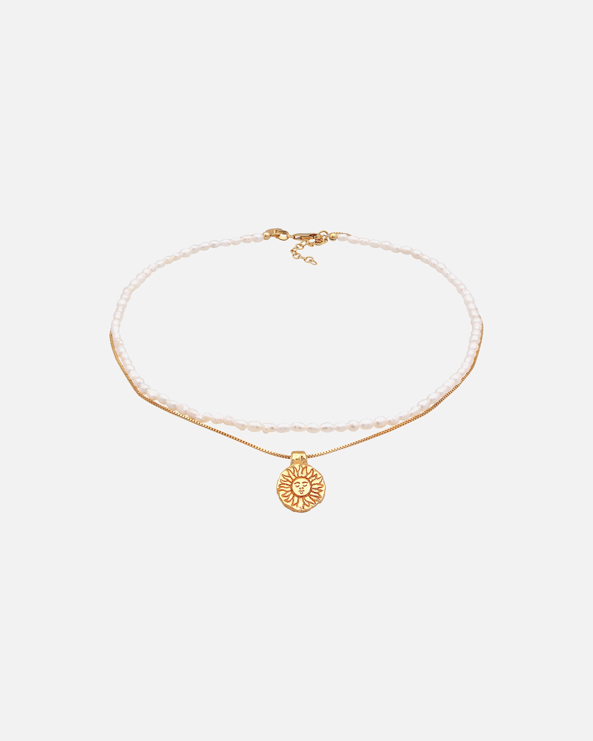 Elli PREMIUM Femme Choker Pendentif Soleil Couches avec Perles de Culture d'Eau Douce en argent sterling 925