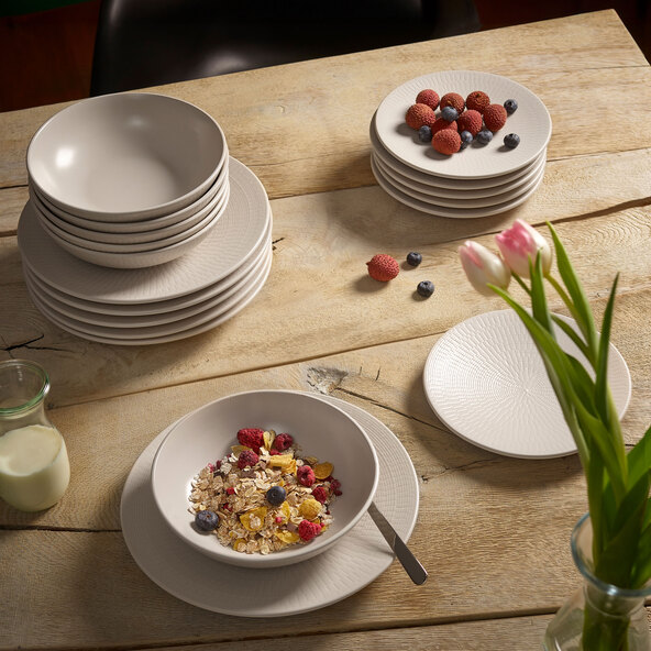 Blanka dinner service, cream, 18-piece.