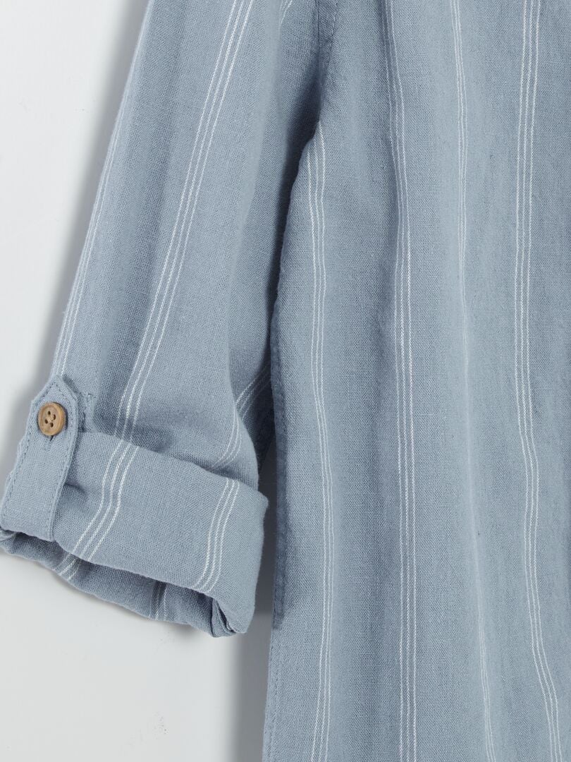 Camisa com mangas dobráveis - AZUL