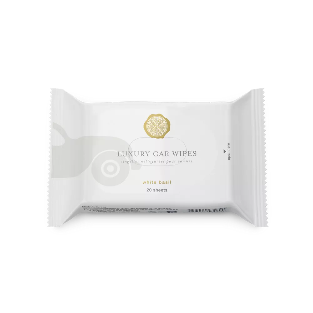 Toallitas limpiadoras para interiores de coche Private Collection White Basil, 20 x 1 gr.