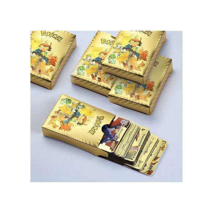 Cartes à collectionner - ZISONIX - Charizard Vmax - Lot de 55 cartes dorées - Pour enfants - Pokémon