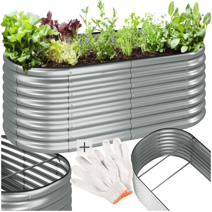 Fioriera - TECTAKE - FLORMMA aiuola rialzata 160 x 80 x 60 cm in acciaio zincato, capacità 603 L, resistente agli agenti atmosferici