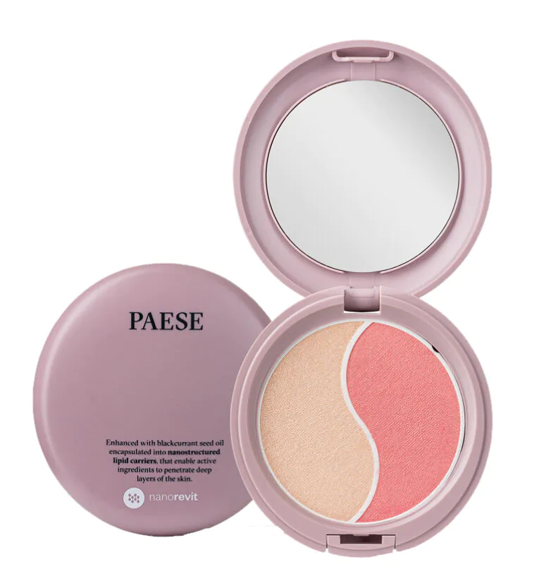 Paese Nanorevit Glow Duo Effect Puder rozświetlający i Róż do policzków