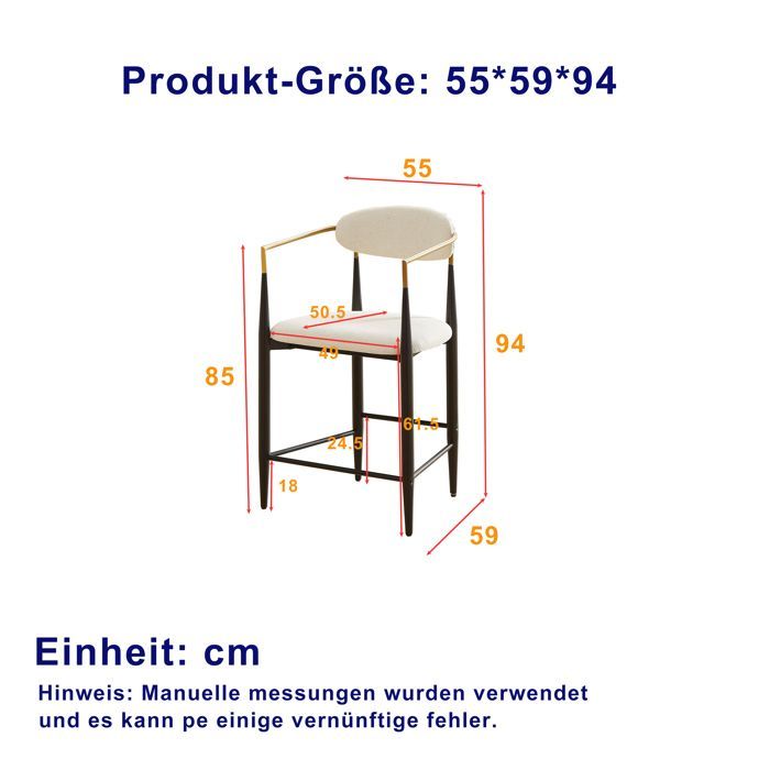 HOMVRA Juego de 2 sillas de comedor con reposabrazos dorados, estructura metálica, tapicería de tela, color beige.
