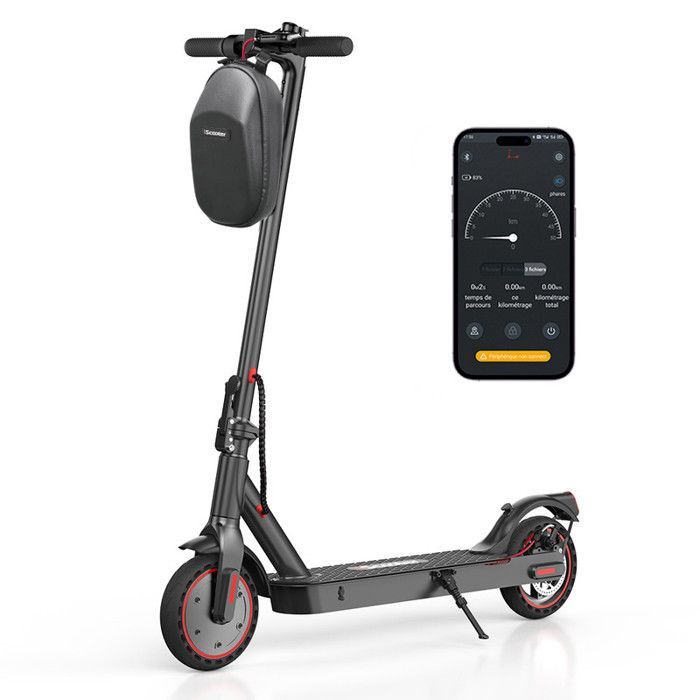 Trottinette Electrique Pliable iScooter E9 avec Sac, Autonomie 30KM, Moteur 350W Batterie 7.5Ah Pneus 8.5