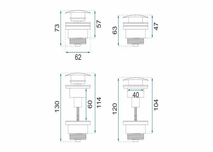 Siphon De Lavabo Rea Klik-Klak Siphon D'Evier Or Brossé 33,5 X 5 X 21 Cm