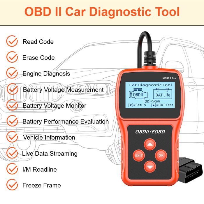 OBD2 autodiagnoseapparaat, scanner, codelezer met OBD-II-functies