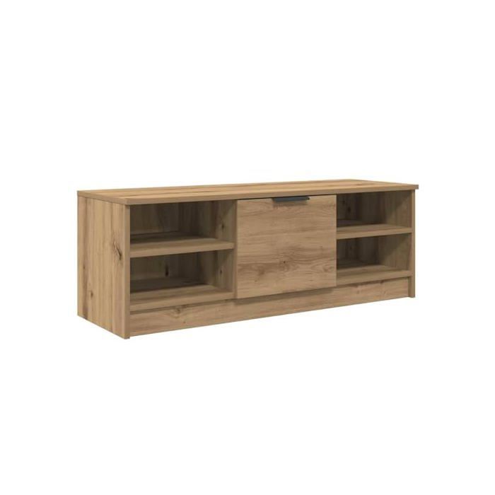 Meuble TV moderne - vidaXL - Chêne artisanal - Bois d'ingénierie - 102x35x36,5 cm - 1 porte - 2 étagères