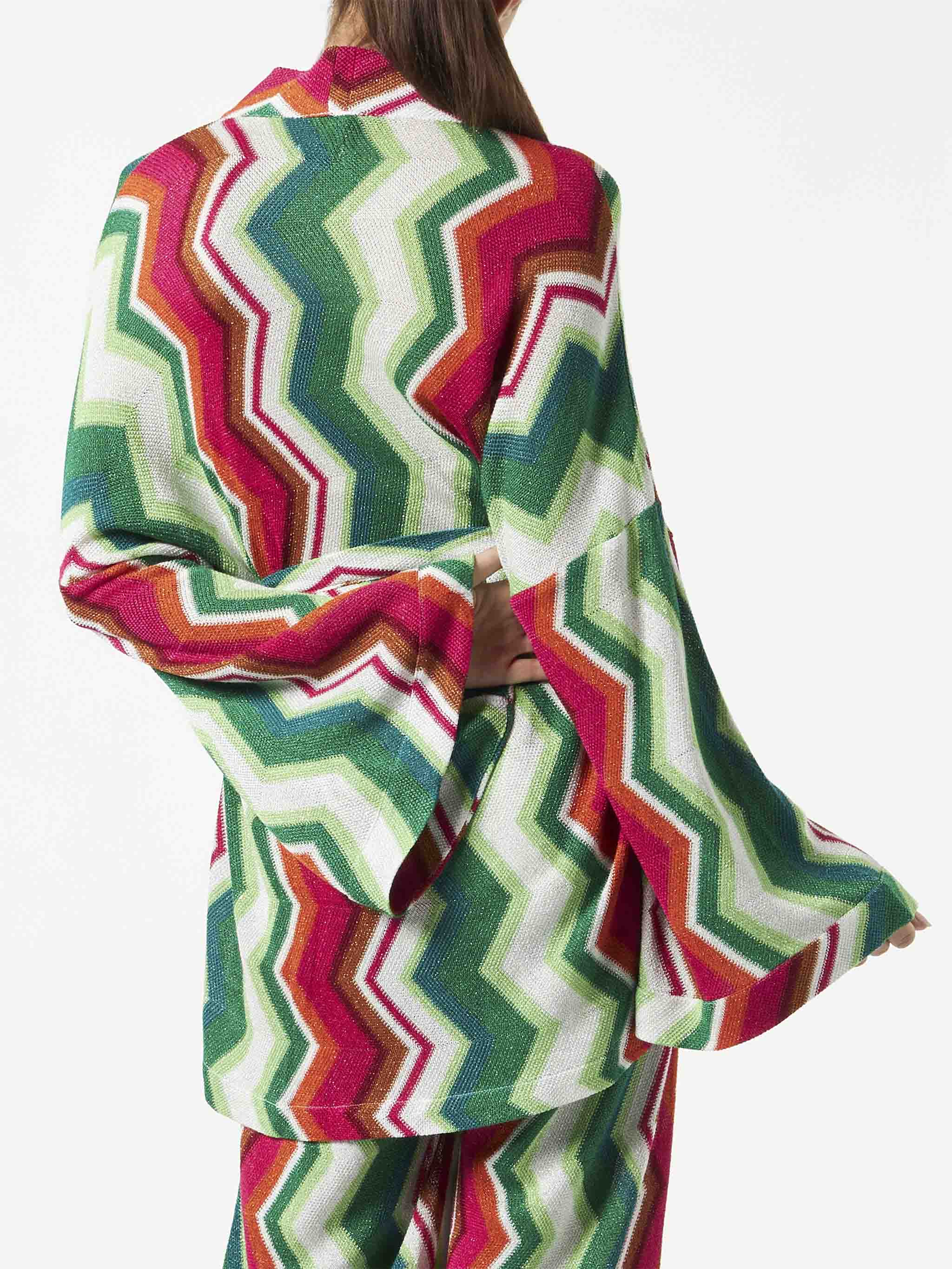 Gebreid kimono-vest met chevronpatroon