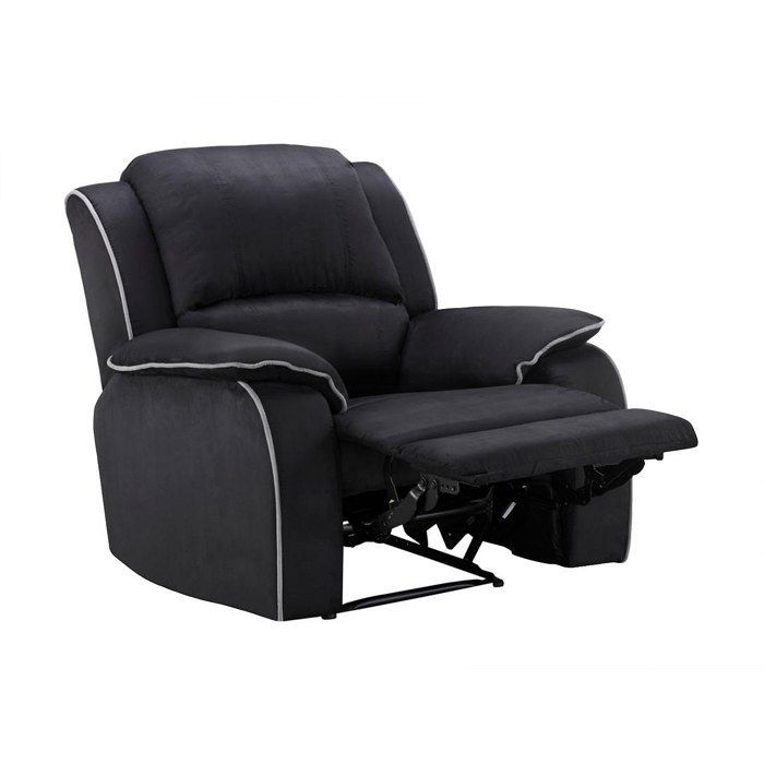 Sofá de 3 plazas y sillón reclinable HERNANI en microfibra - Negro
