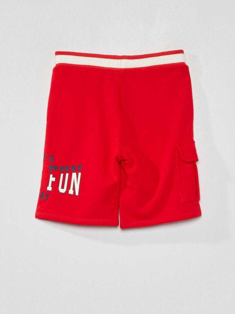 Bermudashorts van French terry - ROOD